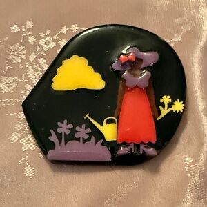 Colorful Garden Scene Brooch